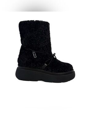Dee Ocleppo Dana Teddy Shearling Snow Boots Black Platform EU 37 US 6 NIB